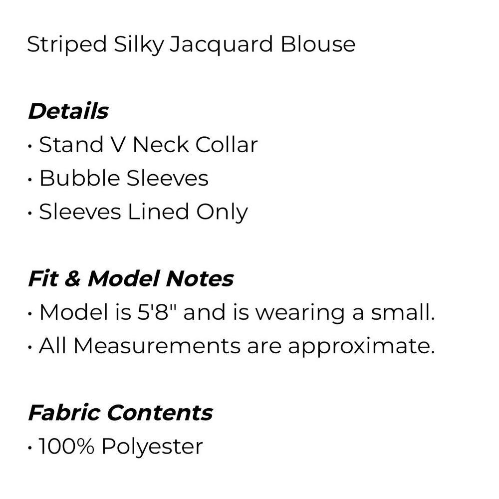 Umgee- Striped Silk Jacquard Blouse - Small - Picture 5 of 5